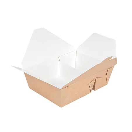 BOÎTES AMÉRICAINES 2 COMPART. THEPACK 1320 + 660 ML 19,6x14x6,2 CM NATUREL CARTON NANO-MICRO + PP (200 UNITÉ)